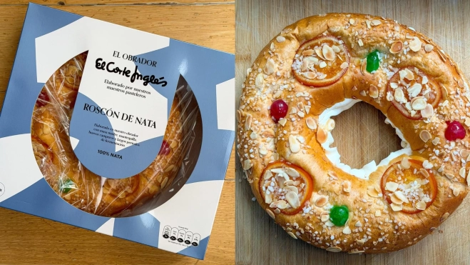 El roscón de Reyes relleno de nata de El Corte Inglés / Iker Morán El roscón de Reyes relleno de nata de El Corte Inglés / Iker Morán