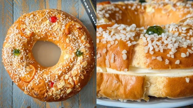 El roscón de Reyes relleno de nata del supermercado Lidl / Iker Morán El roscón de Reyes relleno de nata del supermercado Lidl / Iker Morán