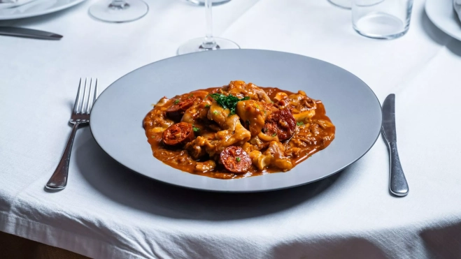 Callos de ternera con morro y pata, chorizo y morcilla en el restaurante Ponzano (Madrid) / Cedida