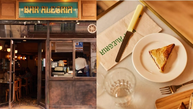 Entrada del Bar Alegría en Gràcia y el bikini de Tomàs Abellán / Cedida Entrada del Bar Alegría en Gràcia y el bikini de Tomàs Abellán / Cedida