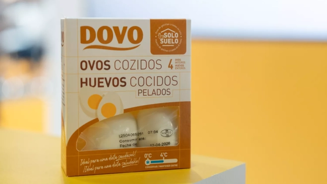 Los huevos cocidos y pelados de Derovo en Alimentaria 2026 / ÒSCAR GIL COY Los huevos cocidos y pelados de Derovo en Alimentaria 2026 / ÒSCAR GIL COY