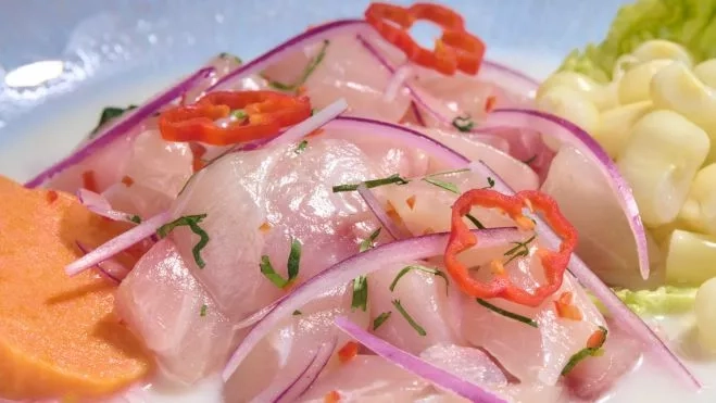 Ceviche en/ Cedida a Hule y Mantel