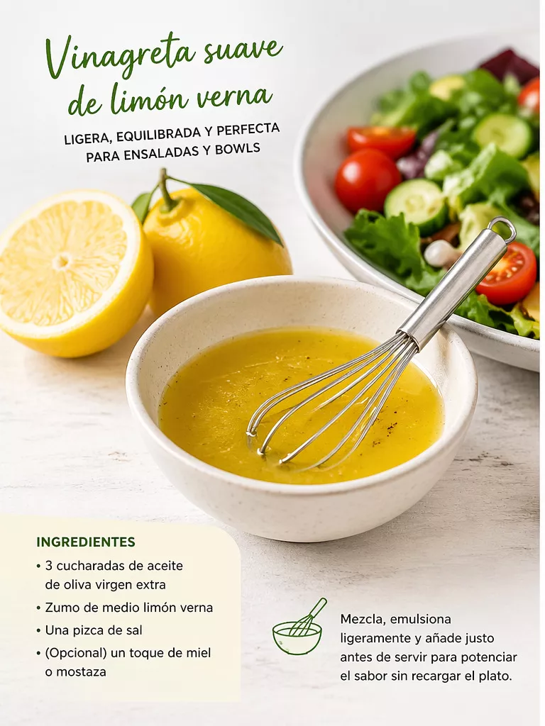 Receta de vinagreta suave de limón verna - CEDIDA