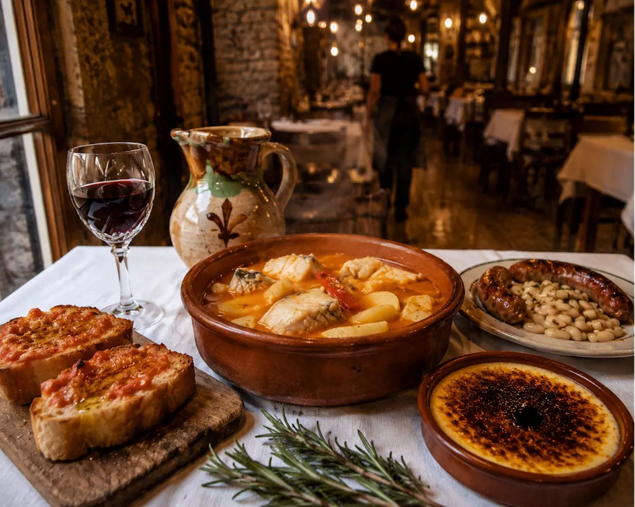 Mesa con platos típicos catalanes