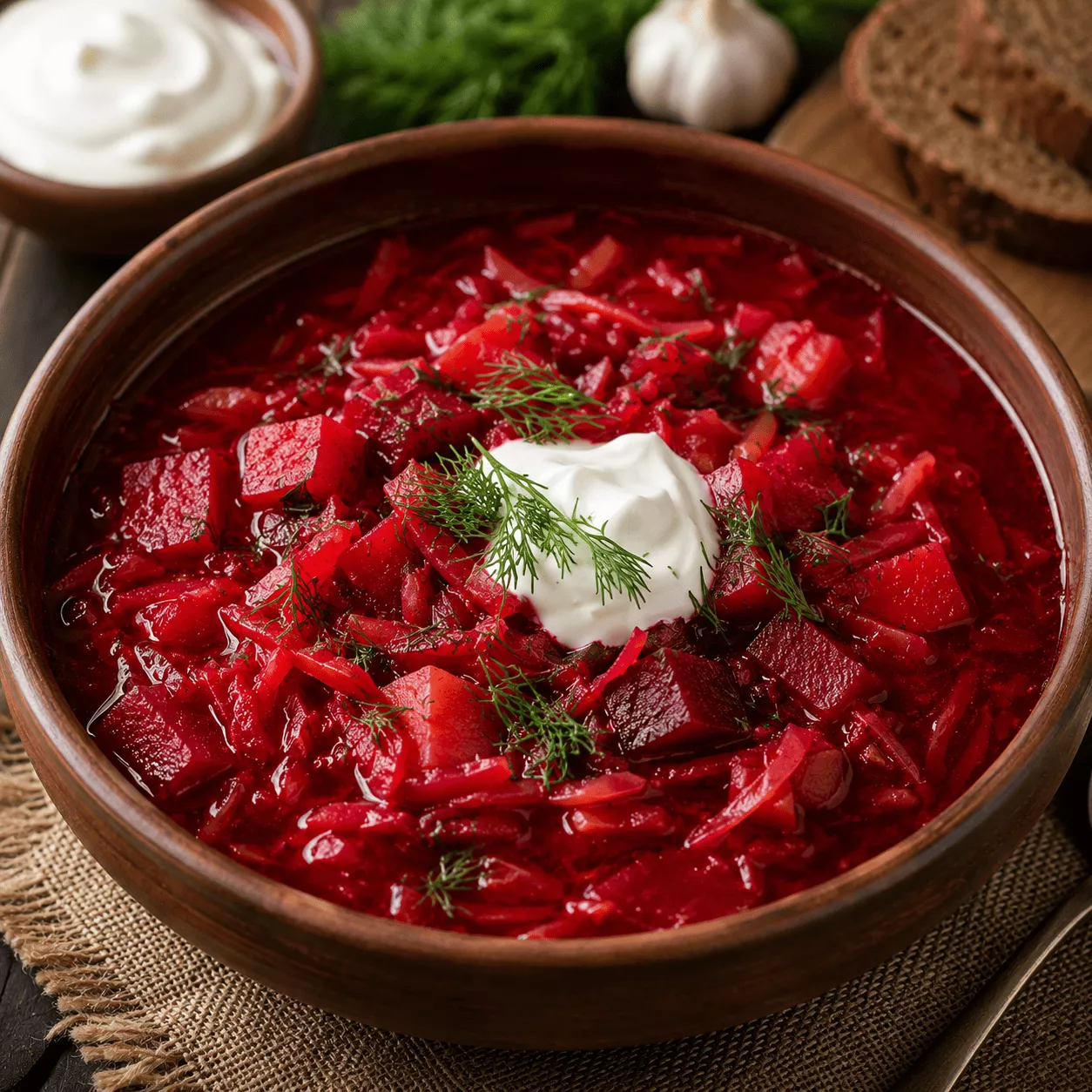 Bol de madera con borsch | Canva