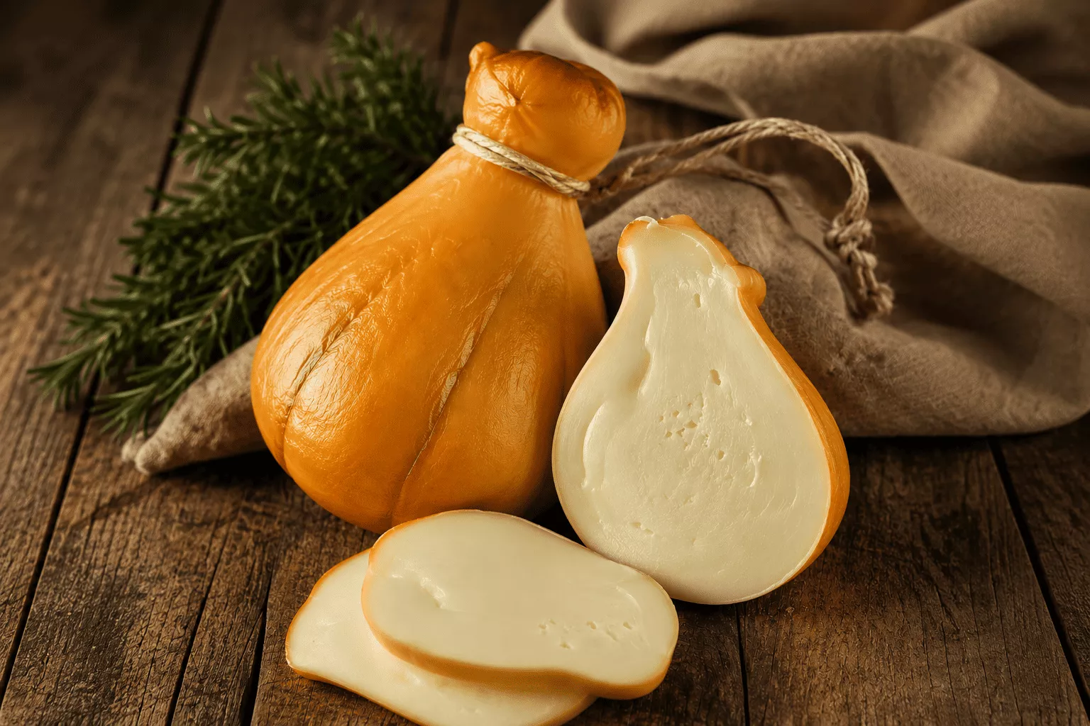 Scamorza affumicata artesanal sobre madera rústica |Canva