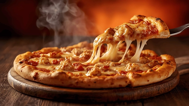 Pizza elaborada con una base de masa artesanal, queso scamorza ahumada y salsa de tomate |Canva