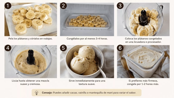 Paso a paso para preparar helado de plátano en casa | Canva