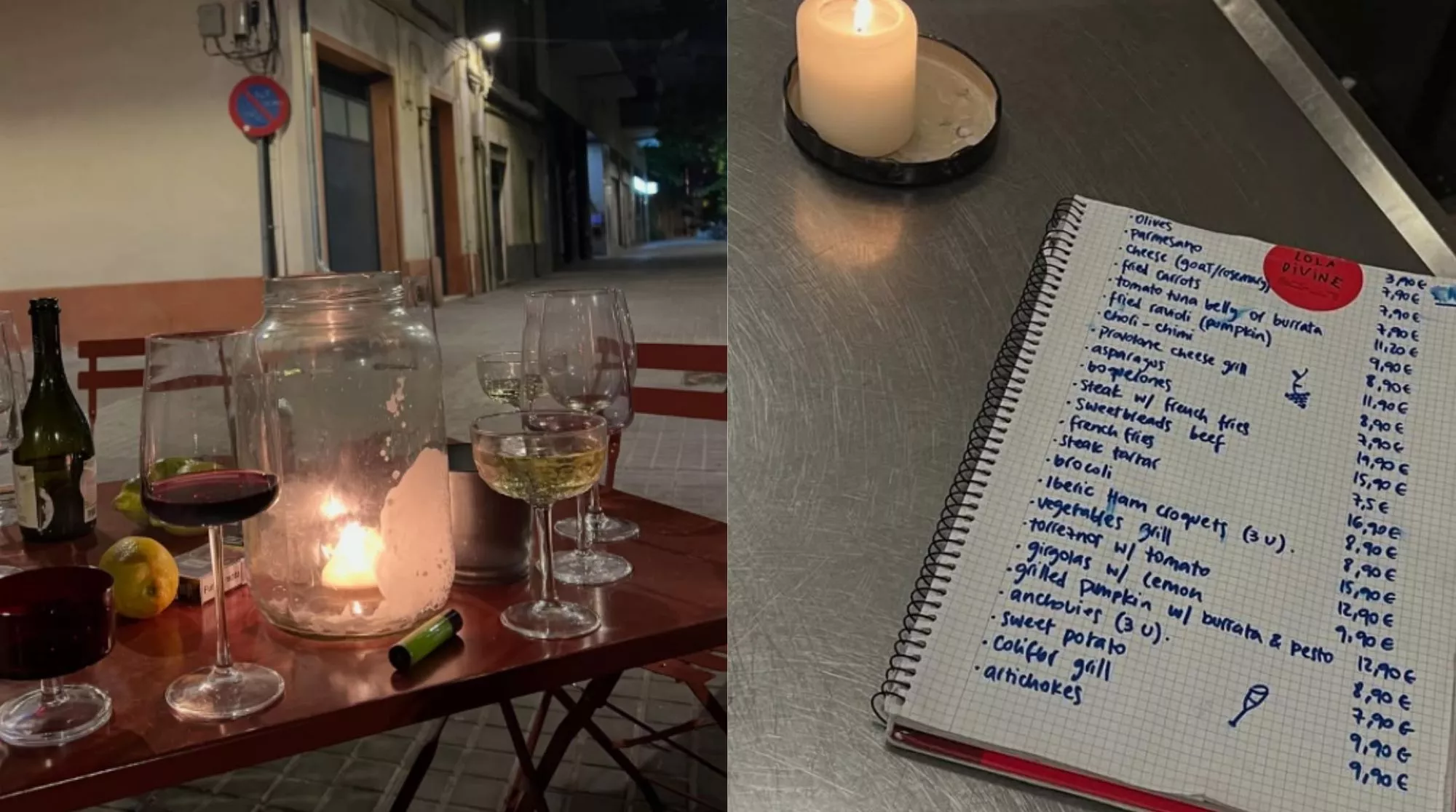 Terraza y carta de Lola Divine / Instagram 
