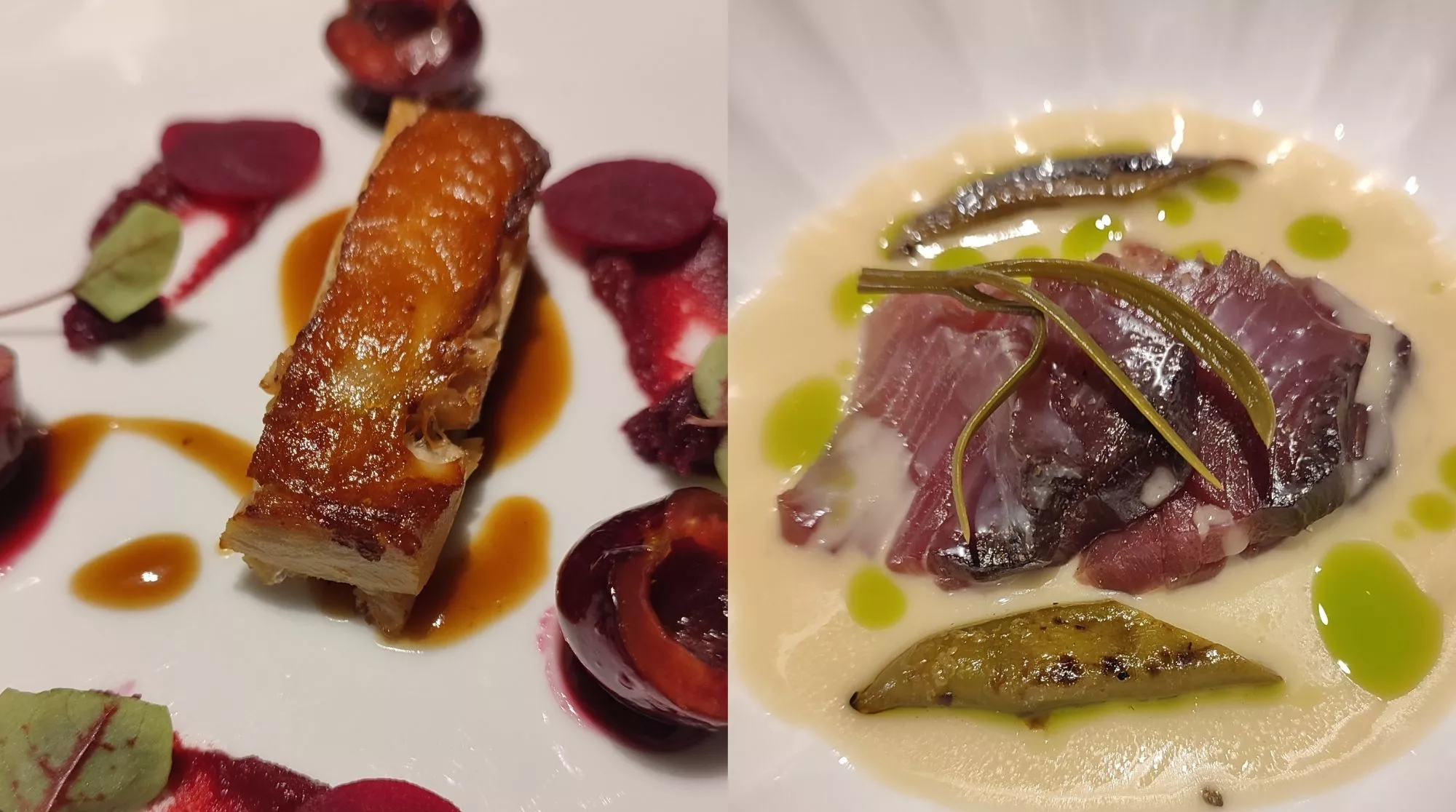 Algunos de los platos servidos en la cena a 12 manos en Can Fortuny / Hule y Mantel 