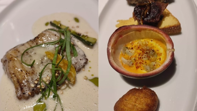 Algunos de los platos servidos en la cena a 12 manos en Can Fortuny / Hule y Mantel 