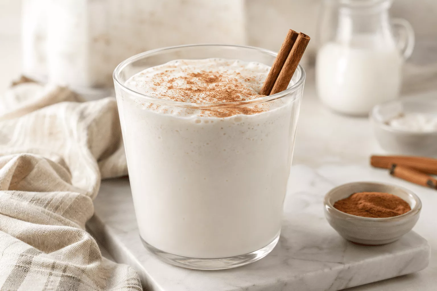 Vaso de leche merengada con canela en rama | Canva