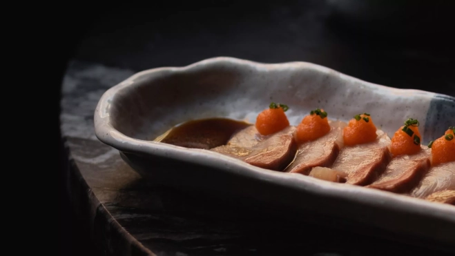 Uno de los platos del menú degustación de Robata Uno de los platos del menú degustación de Robata