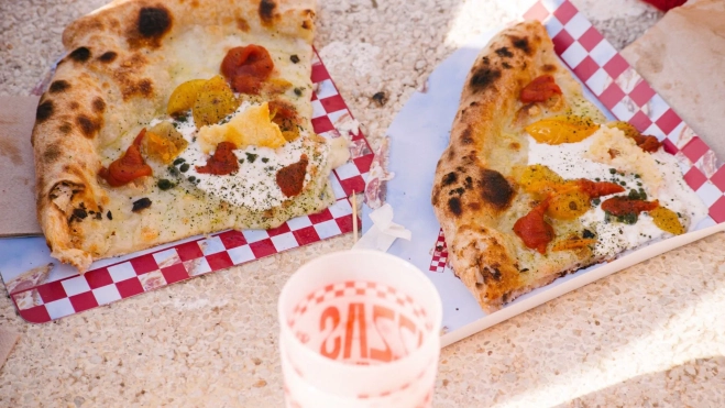 Porciones de pizza en el Pizza Fest en una edición anterior en Barcelona Porciones de pizza en el Pizza Fest en una edición anterior en Barcelona
