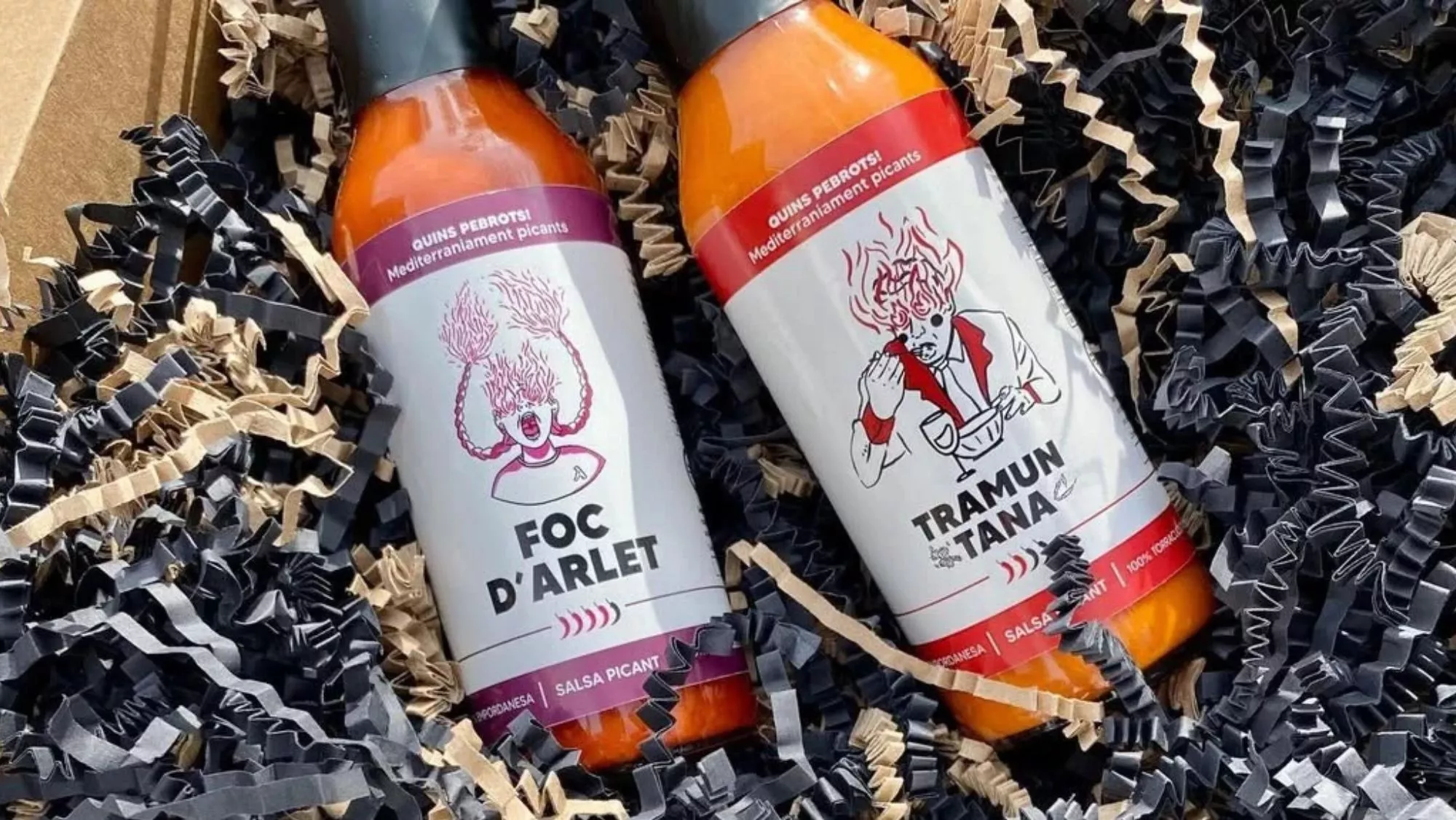 Las salsas 'Tramuntana' y 'Foc d'Arlet' de Quins Pebrots / Cedida