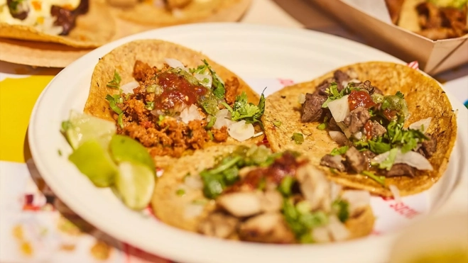 Plato con tacos en el Taco Fest Barcelona / Cedida